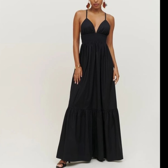 NWT REFORMATION Elegant Black Halter Maxi Dress SIZE S